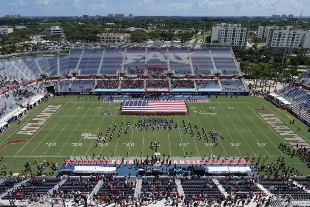 Top view of the FAU football field against Army West Point on Sept. 7, 2024. The game was dedicated as military appreciation day. 